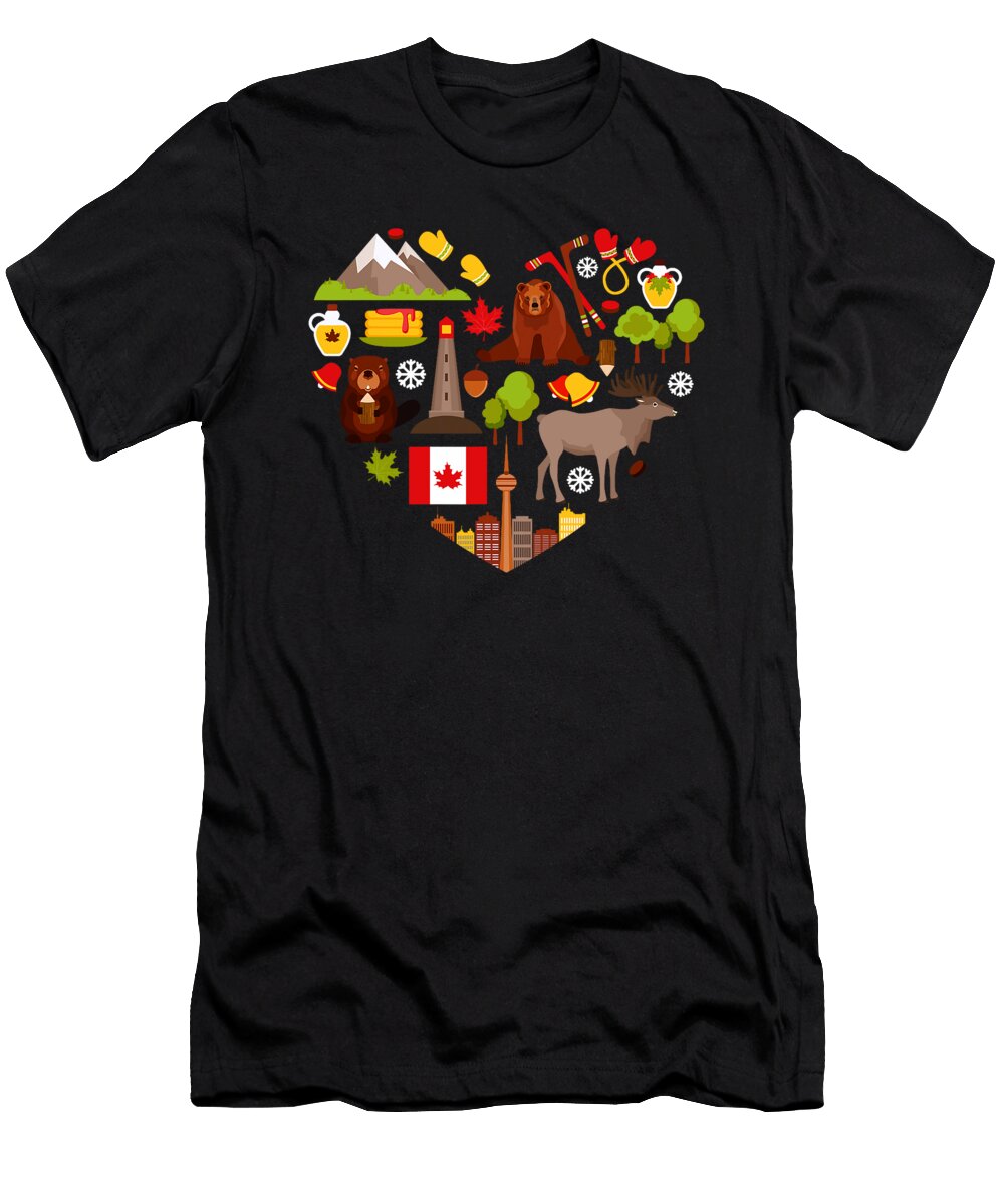 Canadian Symbols Maple Leaf Moose Canada Day Maisie Jackson T-Shirt