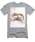 Cute Woodland Creatures Two Baby Hedgehogs Exploring a Garden with Spiky Brown Quills Adorable Hedge Henry George T-Shirt
