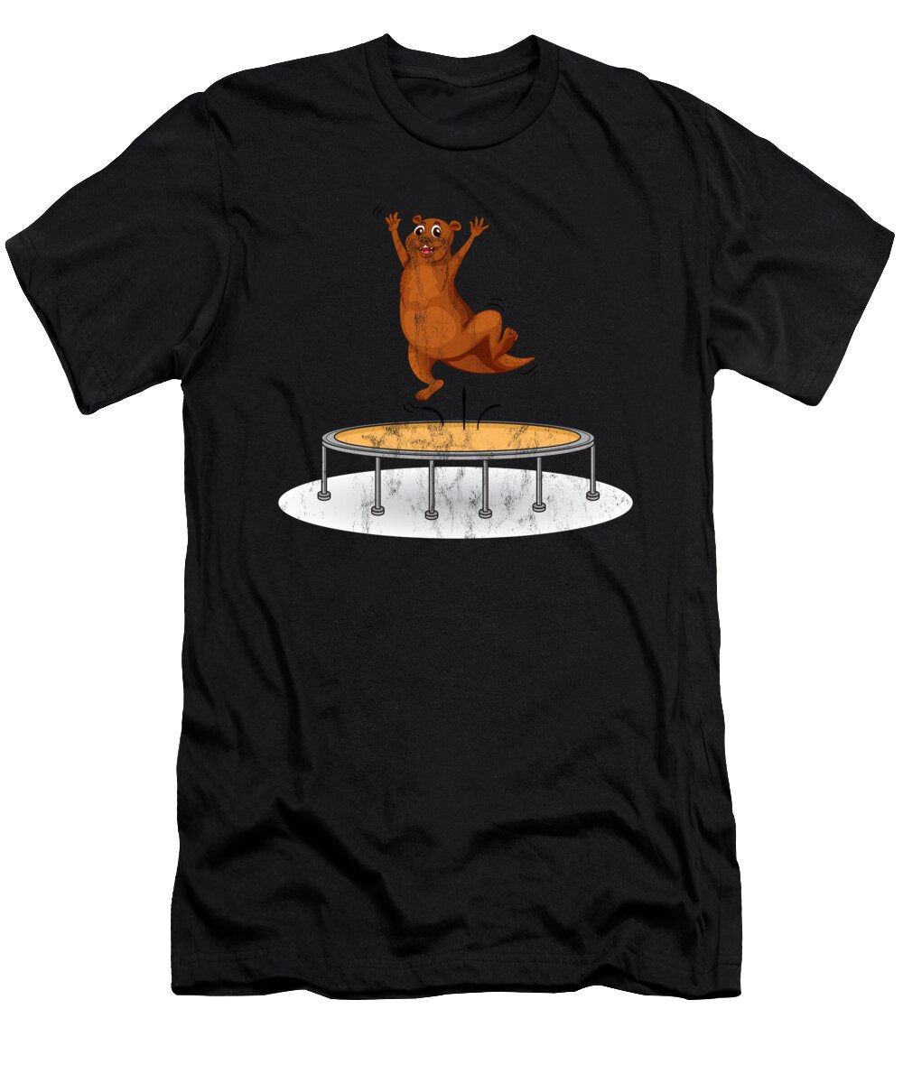 Funny Sea Otter on Trampoline Print Noirty Designs T-Shirt