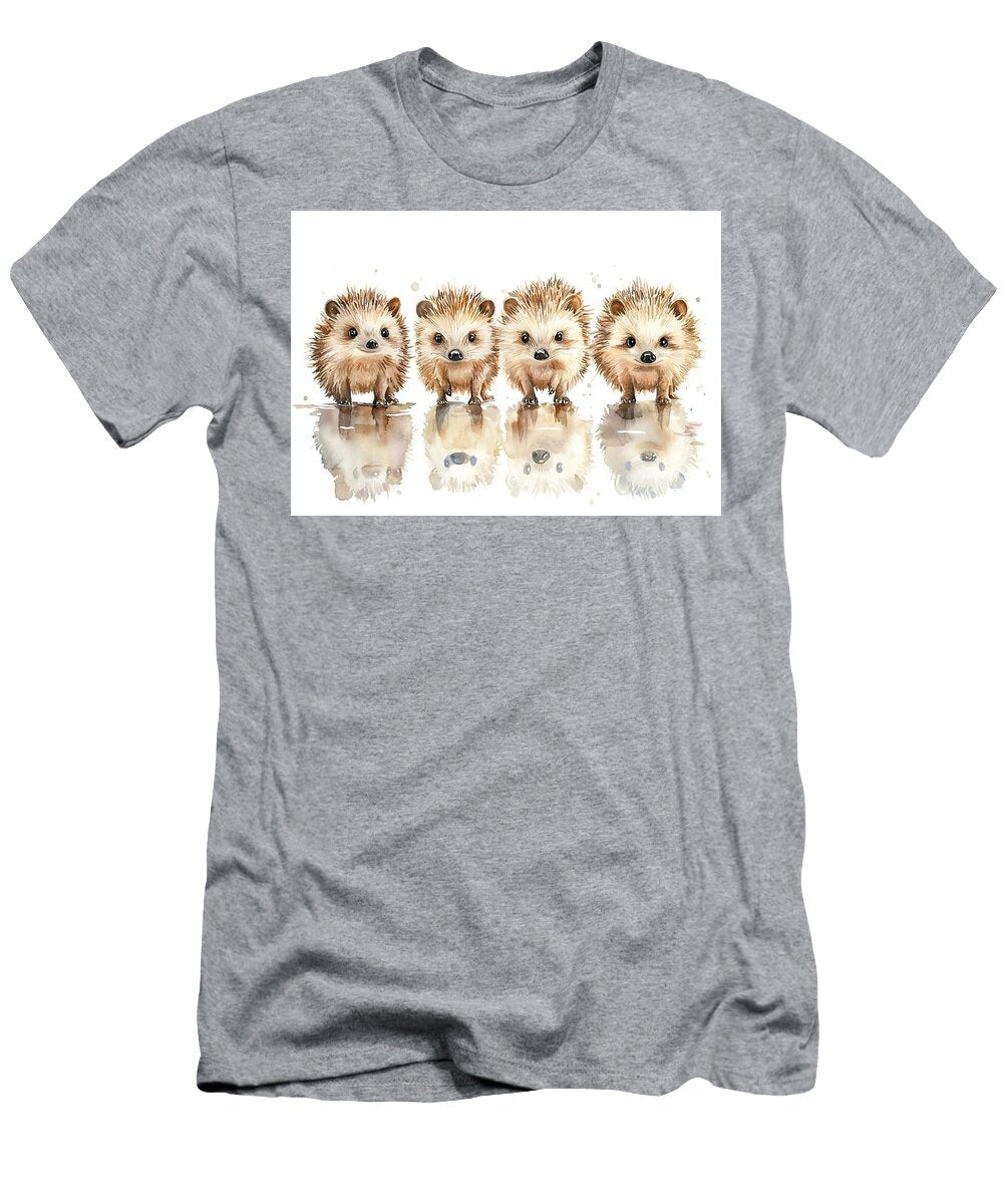 Watercolor Animal Six Fuzzy Hedgehogs Cute Hedgehog Art Giunia Sigworth T-Shirt