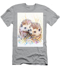 Watercolor Wildlife Art Two Baby Hedgehogs Rolling in the Grass with Spiky Brown Quills Adorable Hed Henry George T-Shirt