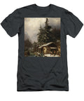 Winter Landscape with Figures Resting Near a Water Mill Heinrich Hofer T-Shirt